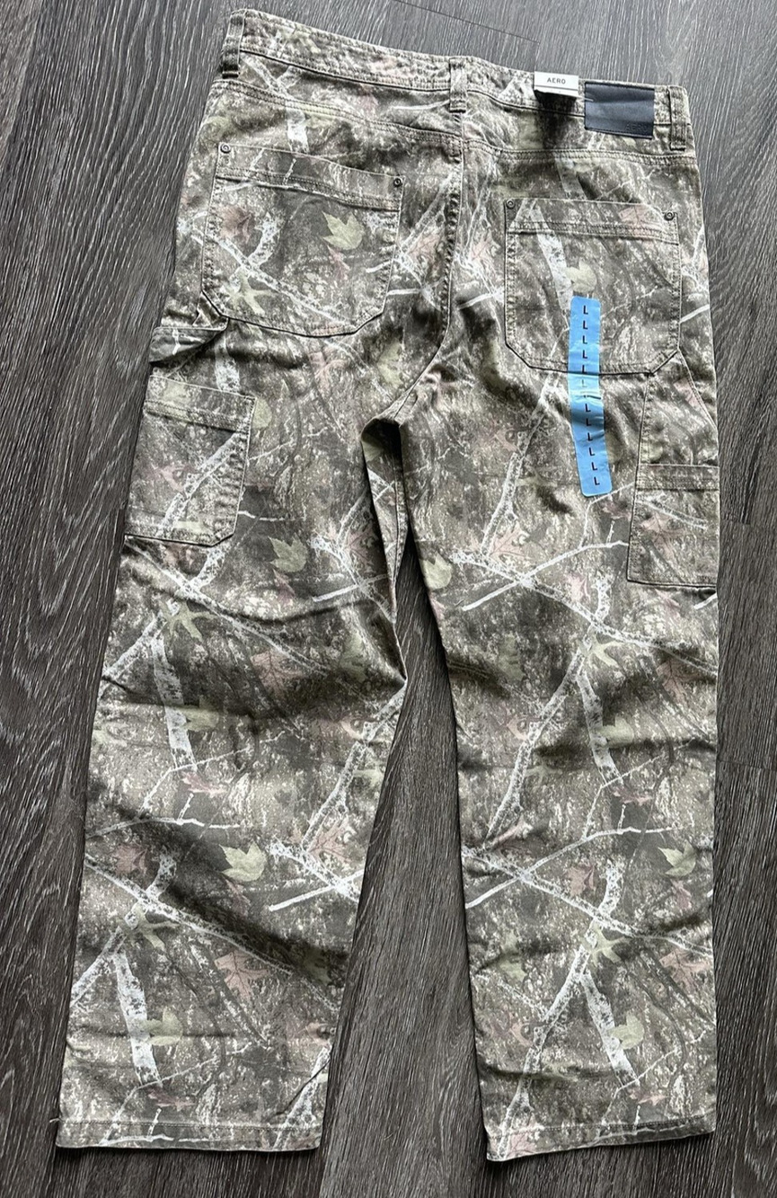Aero Carpenter Pants Mens L 30 Camo Multicolor Canvas Cargo Workwear New